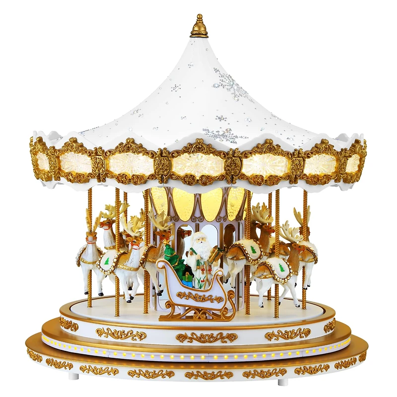 90th Anniversary Collection 17" White Animated & Musical LED Crystal Carousel Accent