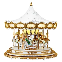 90th Anniversary Collection 17" White Animated & Musical LED Crystal Carousel Accent