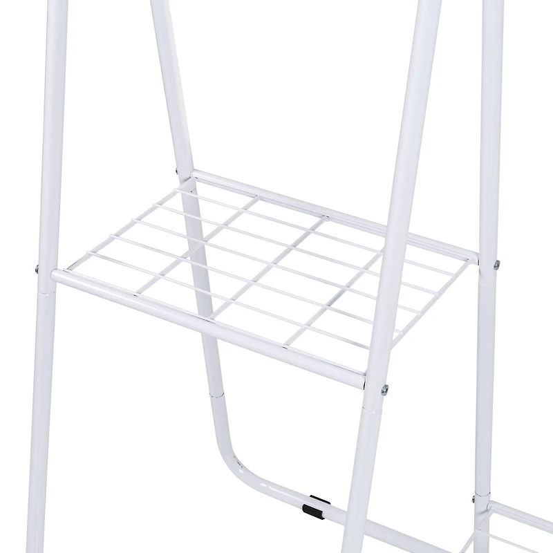 Honey Can Do White Clothing Rack with Shelves and Hanging Bar