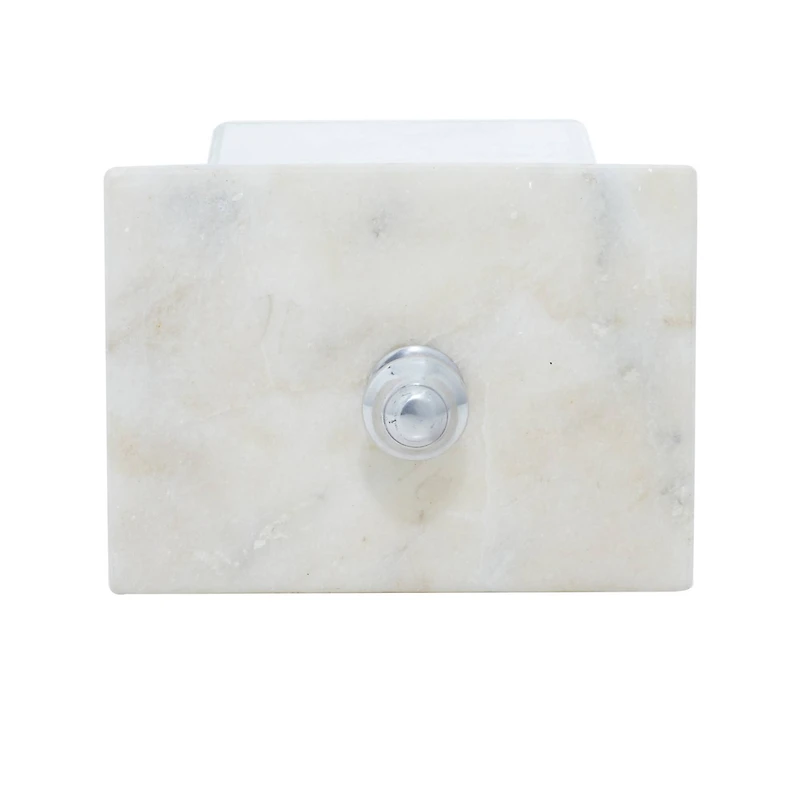 Gray Rectangular Aluminum Jewelry Box with Stoneware Lid