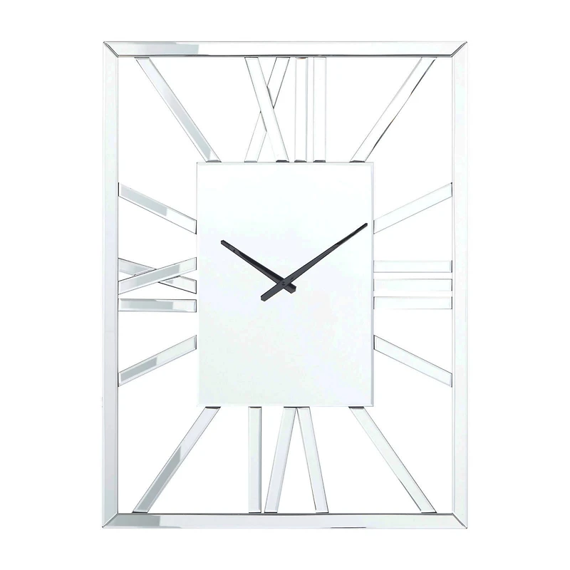 Silver MDF Glam Wall Clock, 32" x 2" x 24"