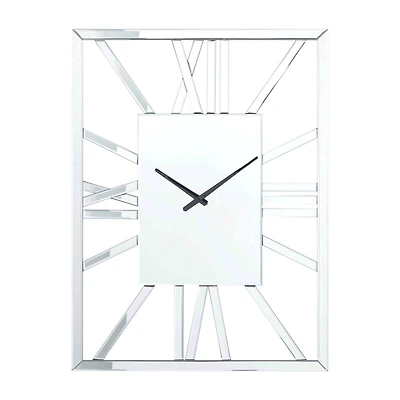 Silver MDF Glam Wall Clock, 32" x 2" x 24"