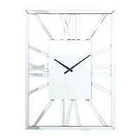 Silver MDF Glam Wall Clock, 32" x 2" x 24"