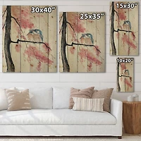 Designart - Two Kingfisher Birds Sit On A Flowering Branch