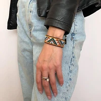 Wonderland Crafts Yellow & White Artificial Leather Cross Stitch Bracelet Kit