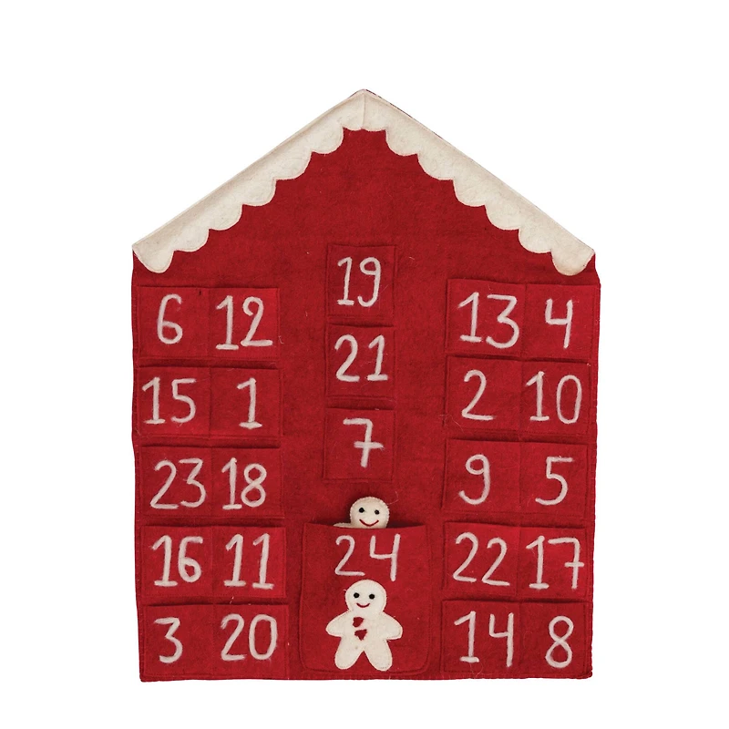 Hello Honey® 21.5" Gingerbread House Felt Advent Calendar Wall Hanging