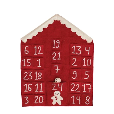 Hello Honey® 21.5" Gingerbread House Felt Advent Calendar Wall Hanging