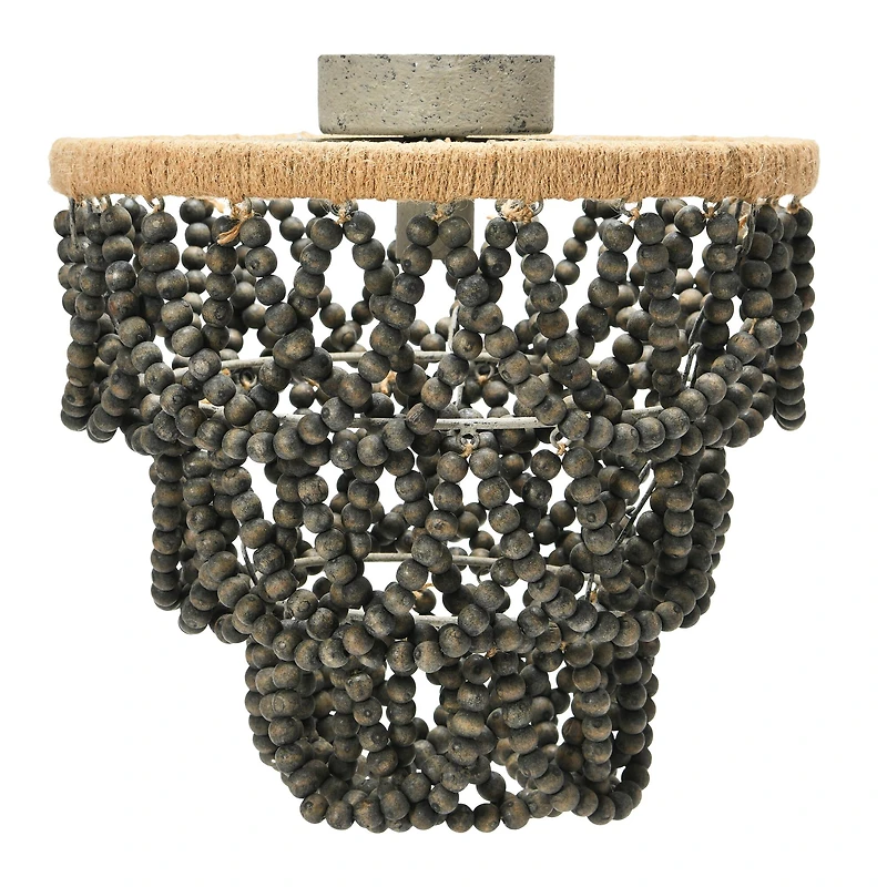 Hello Honey® Dark Gray Wood Bead & Metal Semi-Flush Light