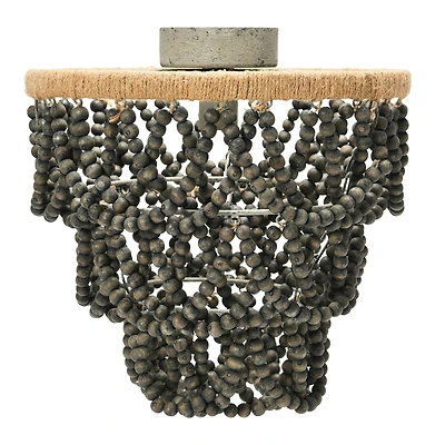 Hello Honey® Dark Gray Wood Bead & Metal Semi-Flush Light