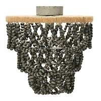 Hello Honey® Dark Gray Wood Bead & Metal Semi-Flush Light
