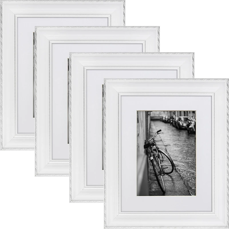 4 Pack Craig Frames Victoria White & Silver Picture Frame with Mat