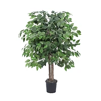 4ft. Artificial Ficus Bush with Black Plastic Pot