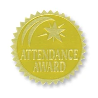 Hayes® Attendance Award Gold Foil Embossed Seals, 3 Packs of 54