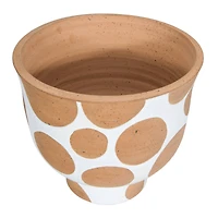Hello Honey® 9" White & Brown Polka Dot Terra Cotta Pot