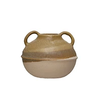 Hello Honey® Bloomingville 6" Tan Reactive Glaze Stoneware Tri-Tone Vase with Handles