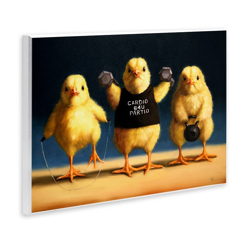 Stupell Industries Funny Exercise Workout Chicks Animals Wall Plaque Art