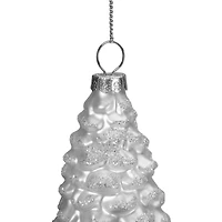 Frosted White Pine Cone Glass Ornament