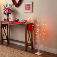 4ft. Pre-Lit Artificial Valentine's Day Willow Tree with 48 Heart Shaped LED Lights