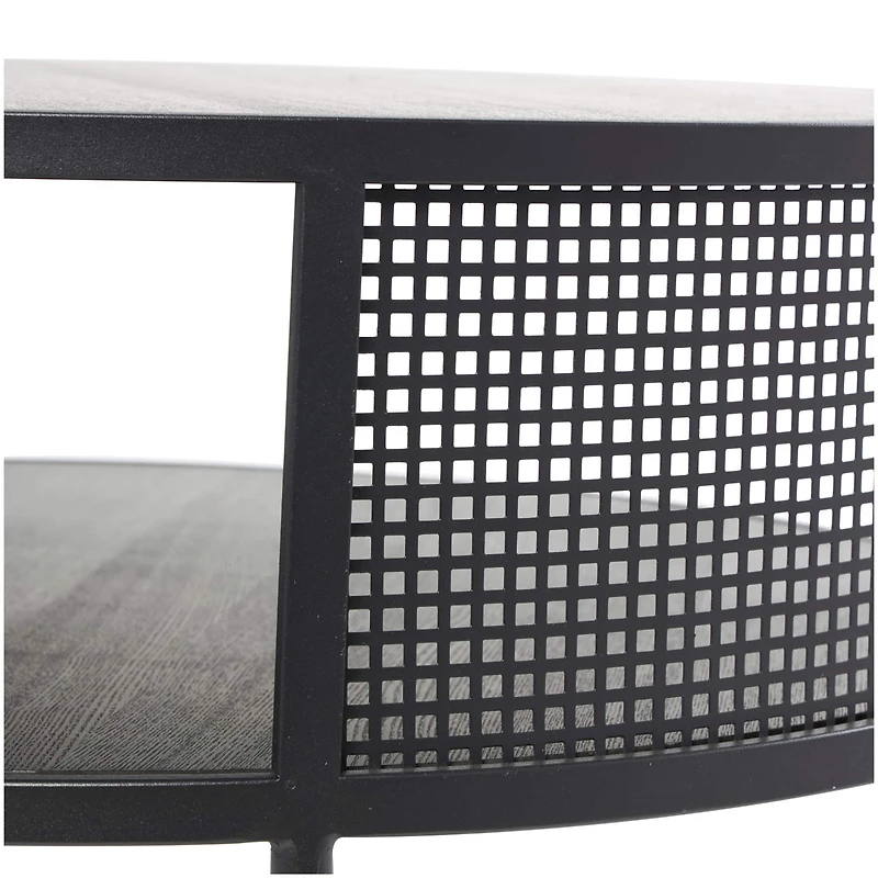 32" Black Metal Open Grid Frame Coffee Table