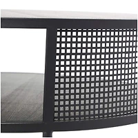 32" Black Metal Open Grid Frame Coffee Table