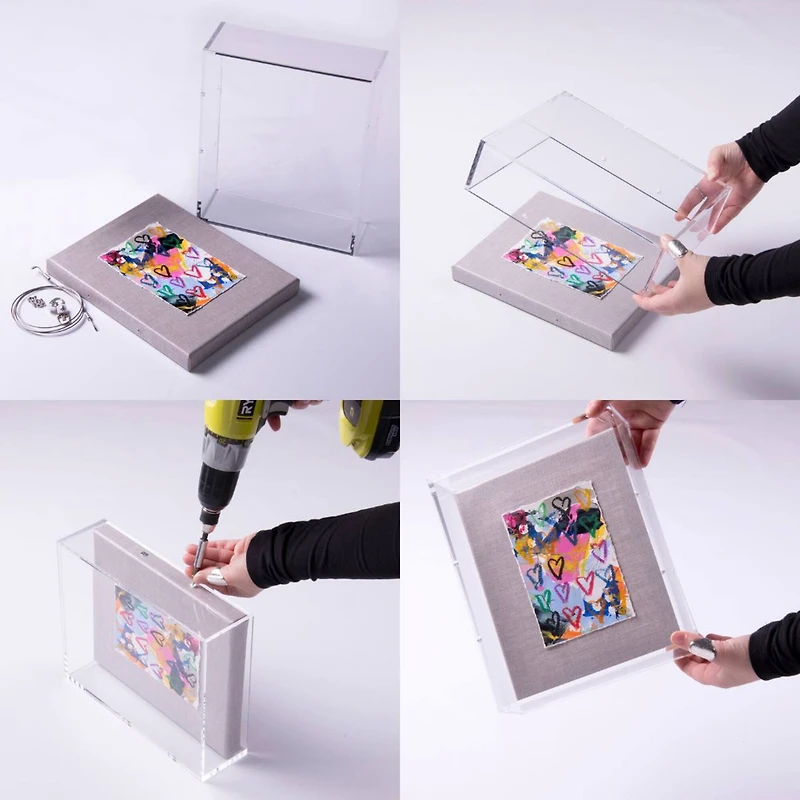 Wexel Art 2" Depth Clear UV Grade Acrylic Shadowbox with Beige Linen Stretched Canvas