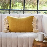 Hello Honey® Yellow Chenille Lumbar Pillow with Tassels