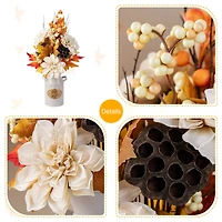 Glitzhome® 22" Fall Dahlia, Lotus Pod and Berry Centerpiece