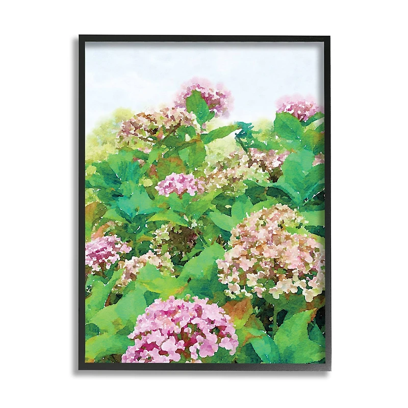 Stupell Industries Pink Geranium Bushes In Field Clear Sky in Frame Wall Art