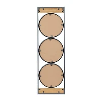 Set of 3 Black Iron Industrial Wall Mirror, 37" x 11"