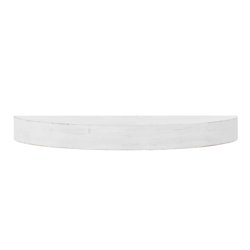 Small White Round Wood Floating Wall Shelf