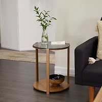 Bronze Metal Contemporary Accent Table, 20" x 17" x 17"