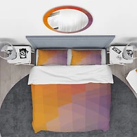 Designart 'Dotted Triangular Geometry in Yellow and Purple' Modern & Contemporary Bedding Set