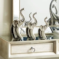 The Novogratz Silver Porcelain Contemporary Elephant Sculpture Set