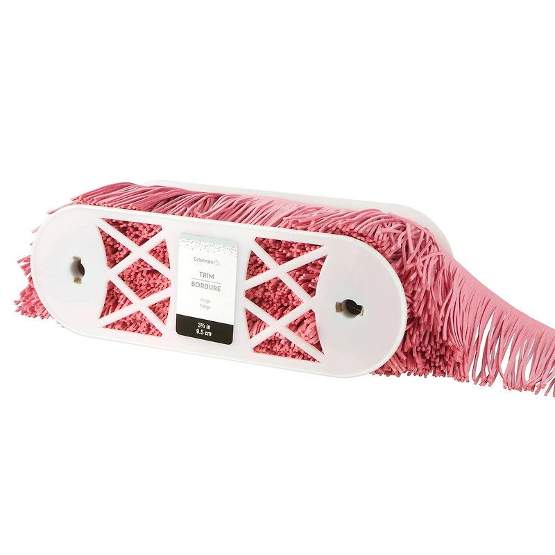 3 3/4" Pink Flocked Fringe Trim by Celebrate It®