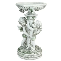 19.25" Cherub Angels Pedestal Bird Bath Outdoor Garden Statue