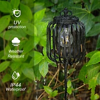 Glitzhome® 33" Black Metal Stripes Solar Powered Outdoor Lantern