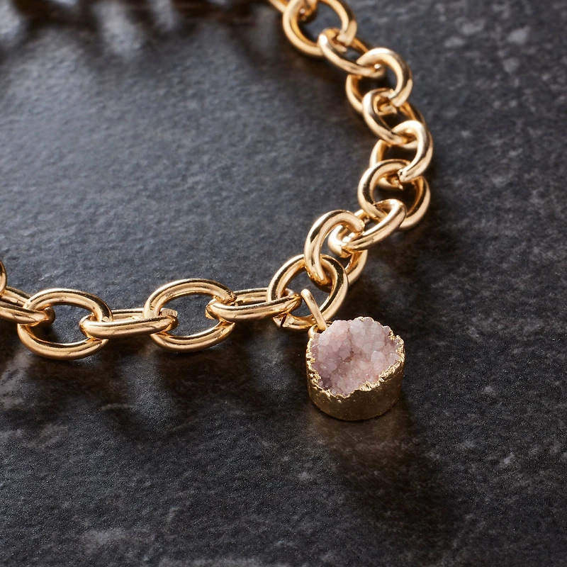 Round Blush Dyed Quartz Charm by Bead Landing™