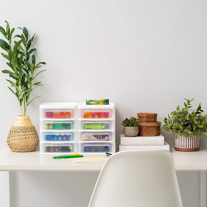 IRIS White 4-Drawer Compact Desktop System Set