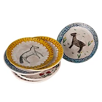 Hello Honey® 6" Enchanted Fauna Series Hand-Painted Stoneware Plate Set