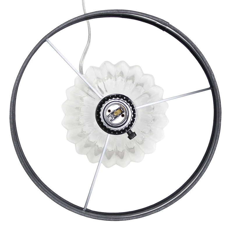 Lalia Home 18" Clear Fluted Glass Bedside Table Lamp with Gray Shade