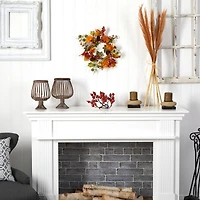 6.5" Autumn Hydrangea & Pinecones Wreath, 2ct.