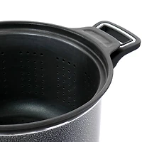 Oster Clairborne 3-Piece Charcoal Gray Aluminum Nonstick Pasta Pot with Lid