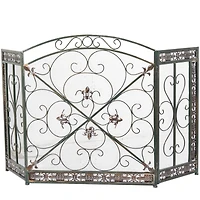 52" Green Metal Fireplace Screen