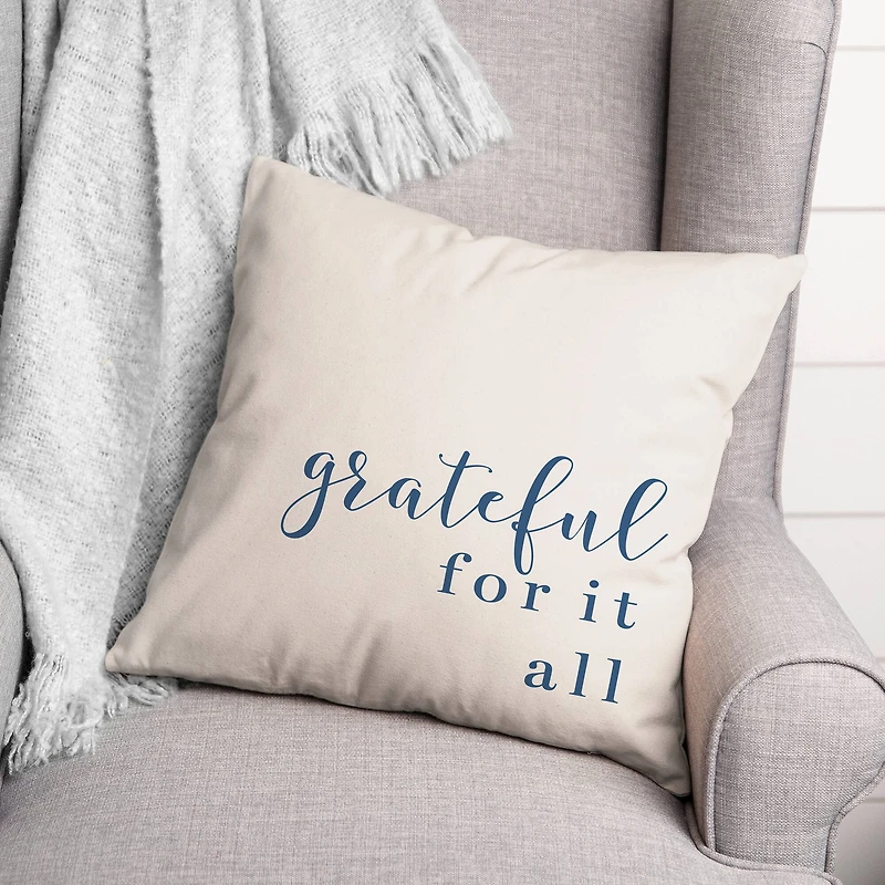 18" x 18" Grateful For It All Indoor/Outdoor Throw Pillow