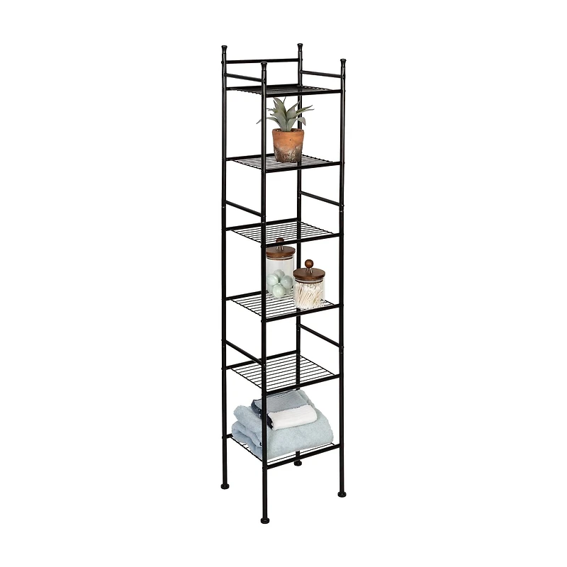 Honey Can Do Black 6-Tier Space-Saving Shelving Tower