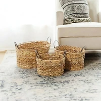 Brown Metal Natural Storage Basket Set