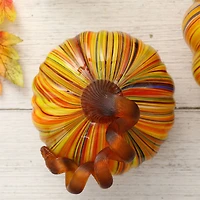Glitzhome® Multi Striped Glass Short Pumpkin Set