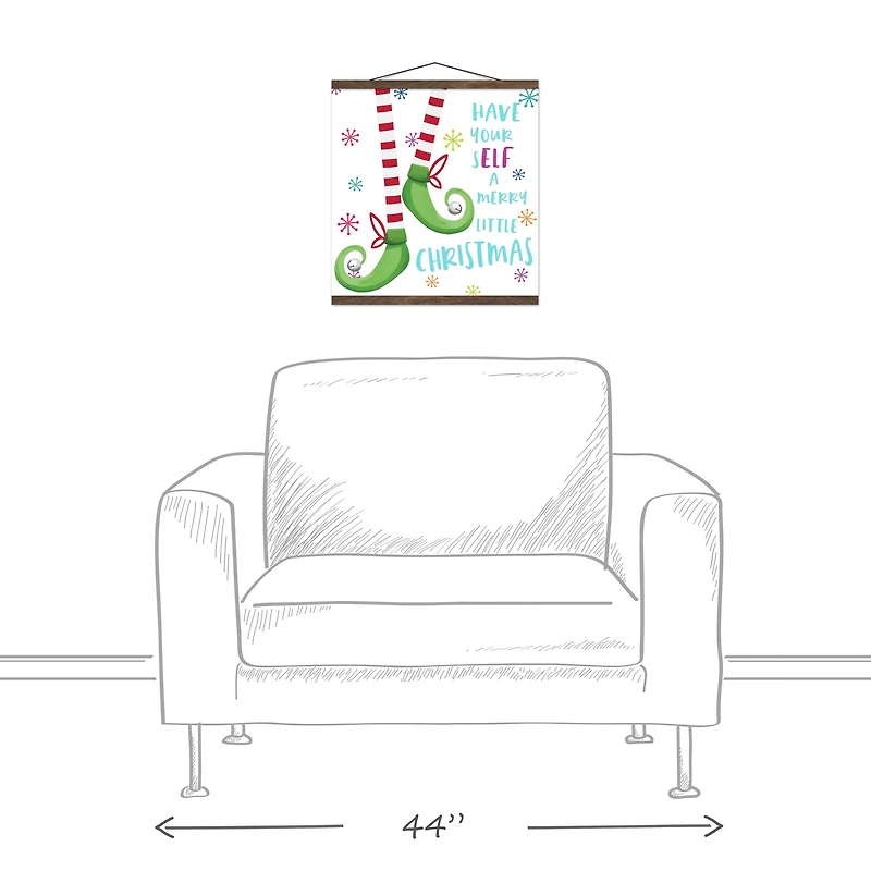 A Merry Christmas Elf Teak Hanging Canvas Wall Art