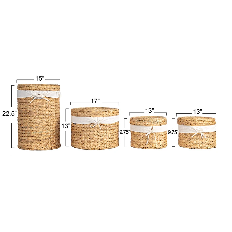 Hello Honey® Natural Brown Serene Hyacinth Basket Set with Lids