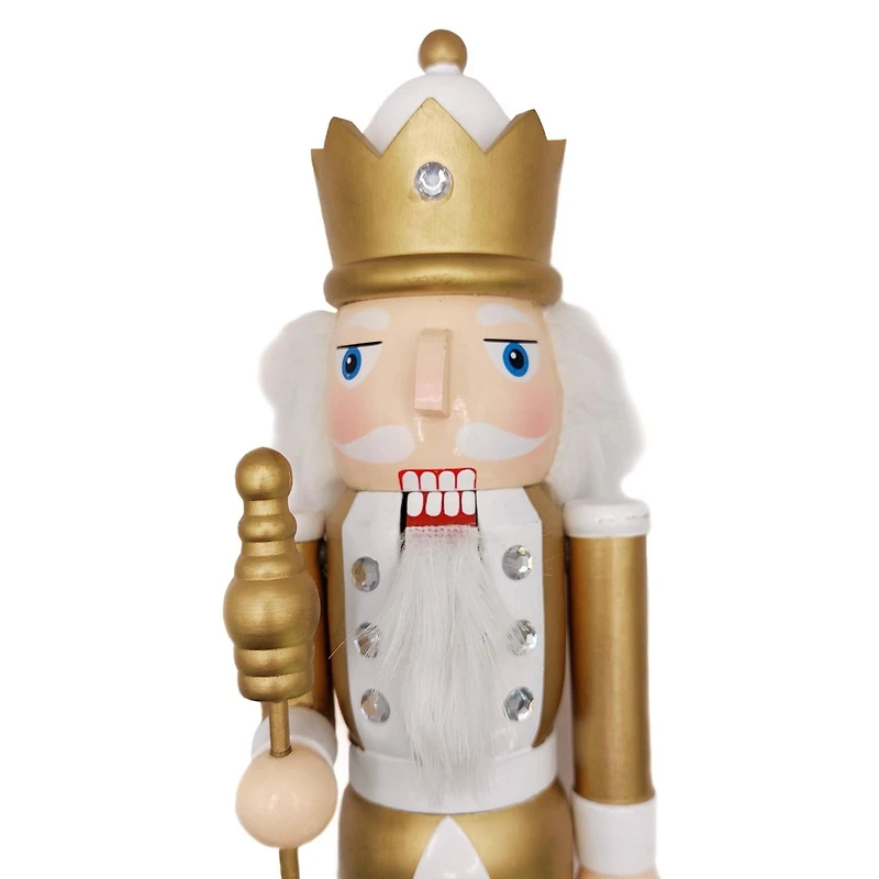 Wizardi 15" Classic Wooden Christmas Staffbearer Nutcracker Festive Decoration